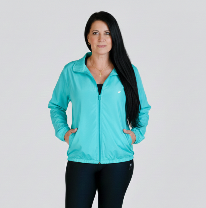 jaqueta corta vento feminina em nylon repele vento dyanjo