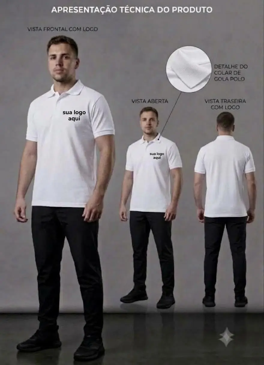 camiseta gola polo bordada uniforme personalizada em pv anti pilling dyanjo