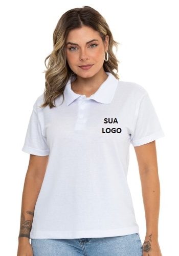 camiseta gola polo feminina bordada uniforme personalizada em pv anti pilling dyanjo