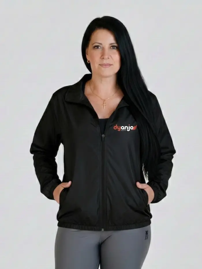 jaqueta personalizada corta vento uniforme feminina em nylon repele vento pedido minimo 4 und dyanjo